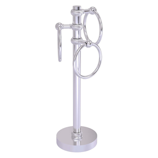 Allied Brass 983T 5" x 8" Satin Chrome Solid Brass Vanity Top 3-Ring Guest Towel Holder With Twisted Accents