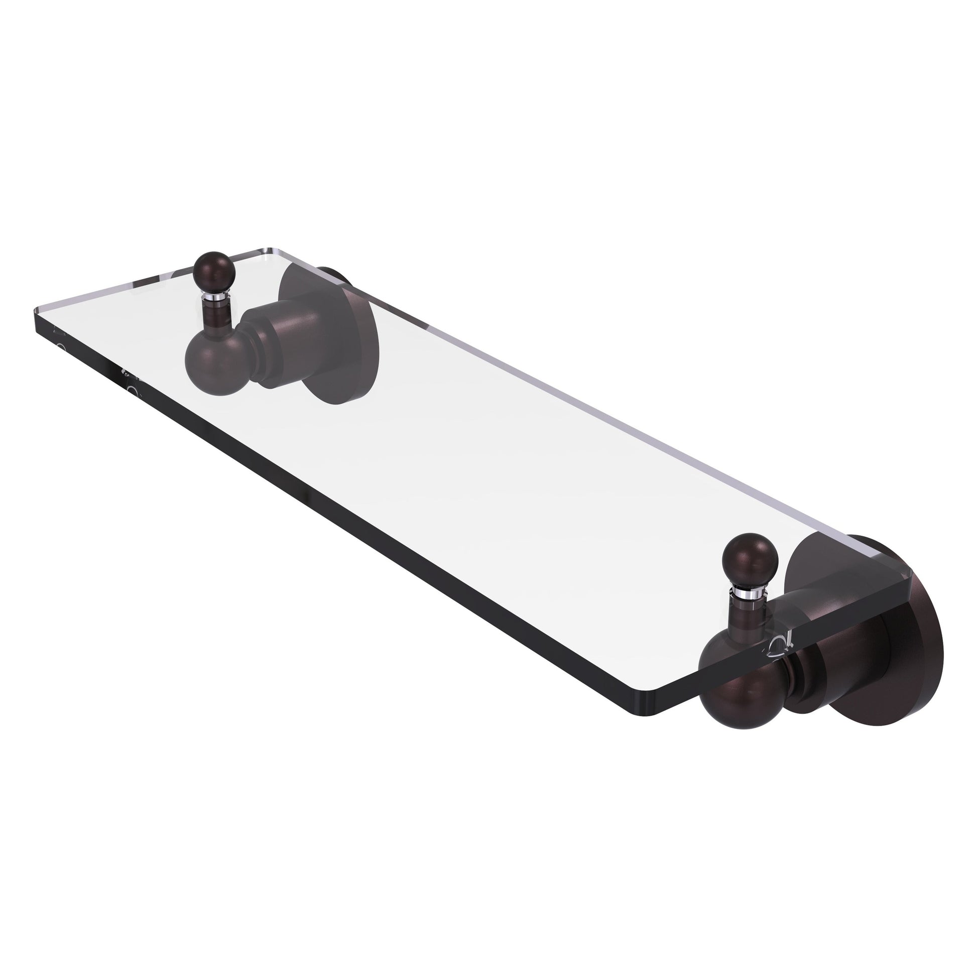 Allied Brass Astor Place 16" x 5" Antique Bronze Solid Brass Glass Vanity Shelf With Beveled Edges