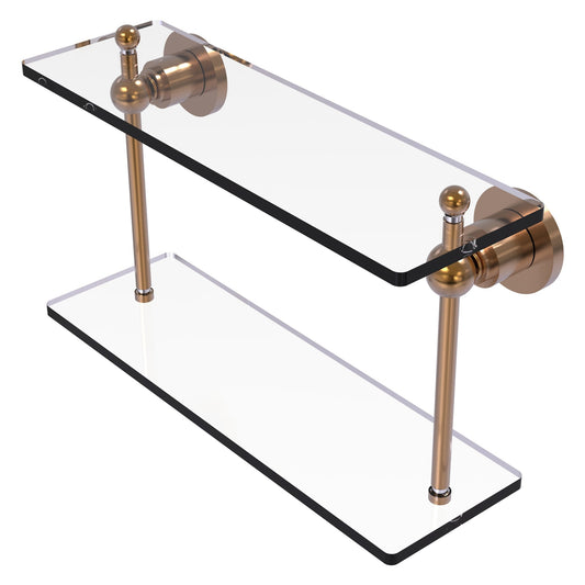 Allied Brass Astor Place 16" x 5" Brushed Bronze Solid Brass Two-Tiered Glass Shelf