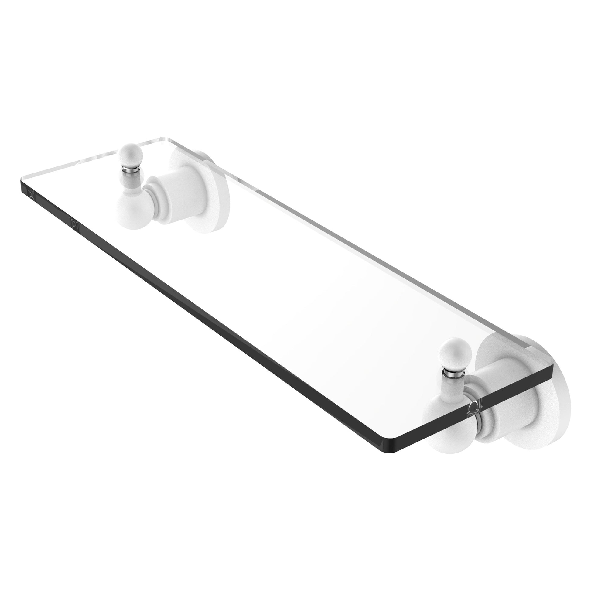 Allied Brass Astor Place 16" x 5" Matte White Solid Brass Glass Vanity Shelf With Beveled Edges