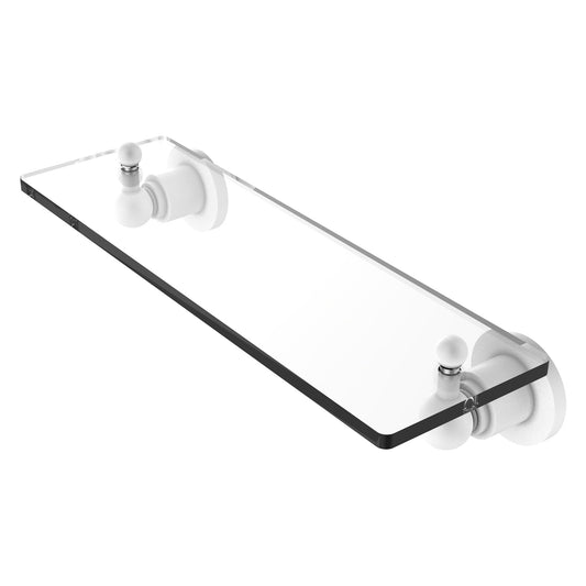 Allied Brass Astor Place 16" x 5" Matte White Solid Brass Glass Vanity Shelf With Beveled Edges