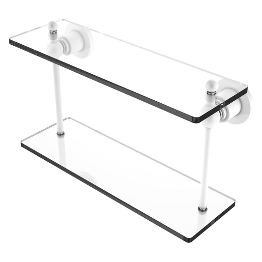 Allied Brass Astor Place 16" x 5" Matte White Solid Brass Two-Tiered Glass Shelf
