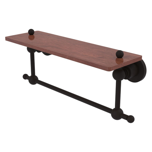 Allied Brass Astor Place 16" x 5" Oil Rubbed Bronze Solid Brass Solid IPE Ironwood Shelf With Integrated Towel Bar