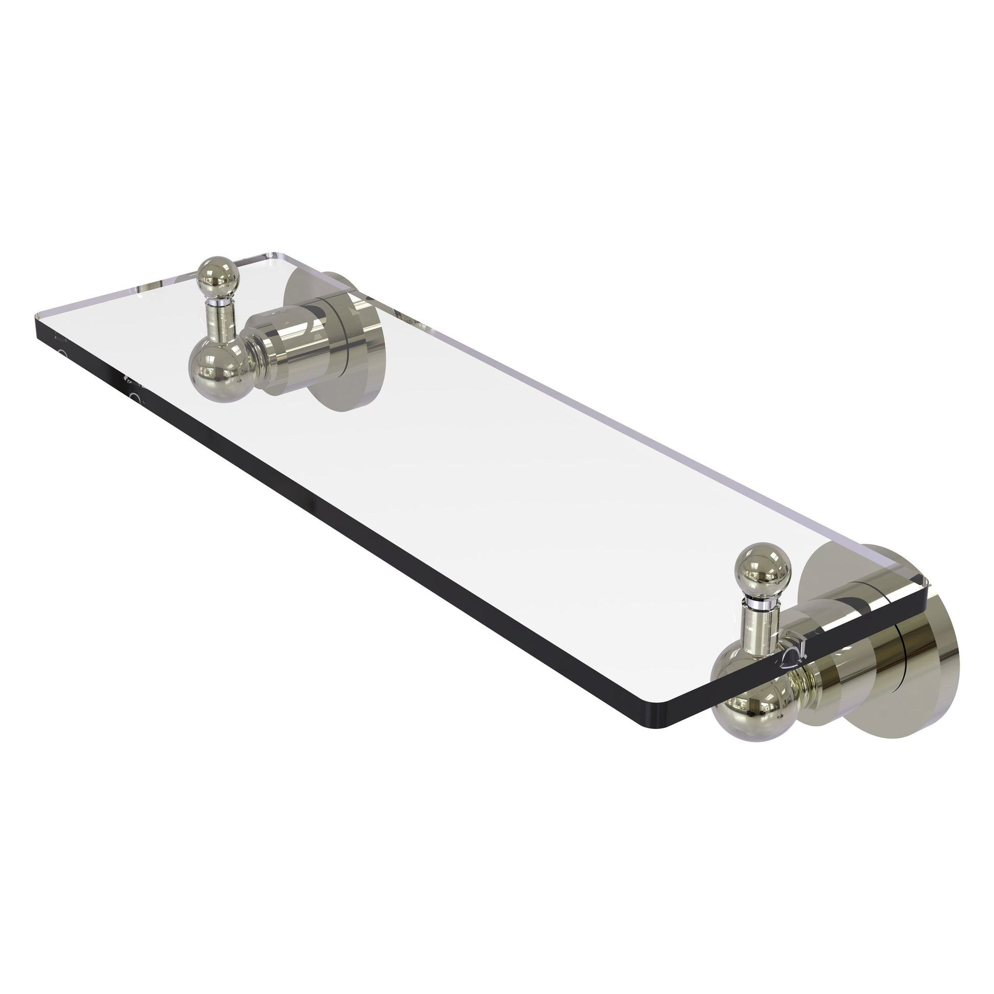 Allied Brass Astor Place 16" x 5" Polished Nickel Solid Brass Glass Vanity Shelf With Beveled Edges