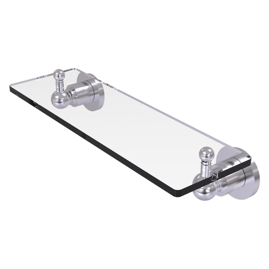 Allied Brass Astor Place 16" x 5" Satin Chrome Solid Brass Glass Vanity Shelf With Beveled Edges