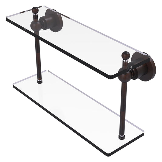 Allied Brass Astor Place 16" x 5" Venetian Bronze Solid Brass Two-Tiered Glass Shelf