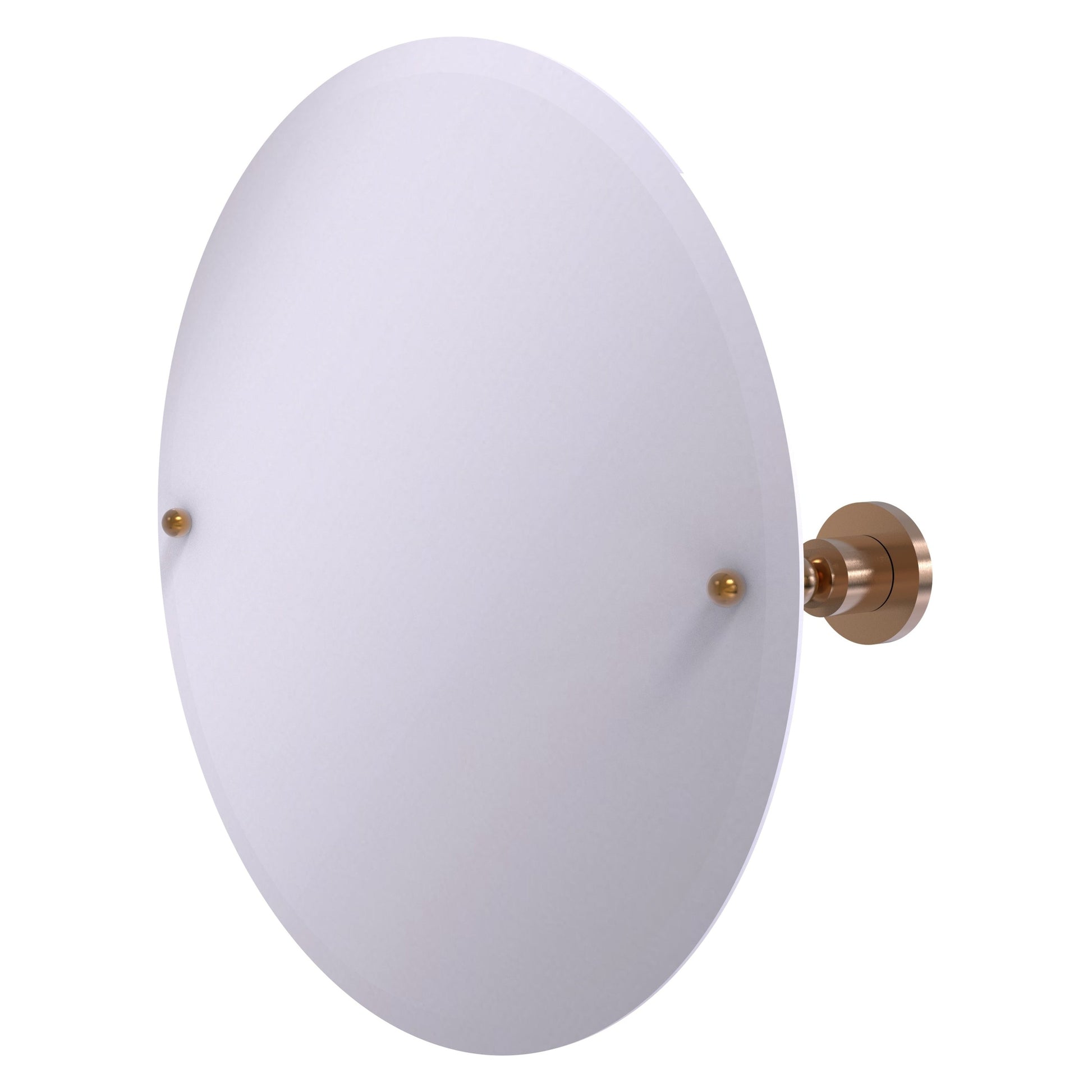 Allied Brass Astor Place 22" x 22" Brushed Bronze Solid Brass Frameless Round Tilt Mirror With Beveled Edge
