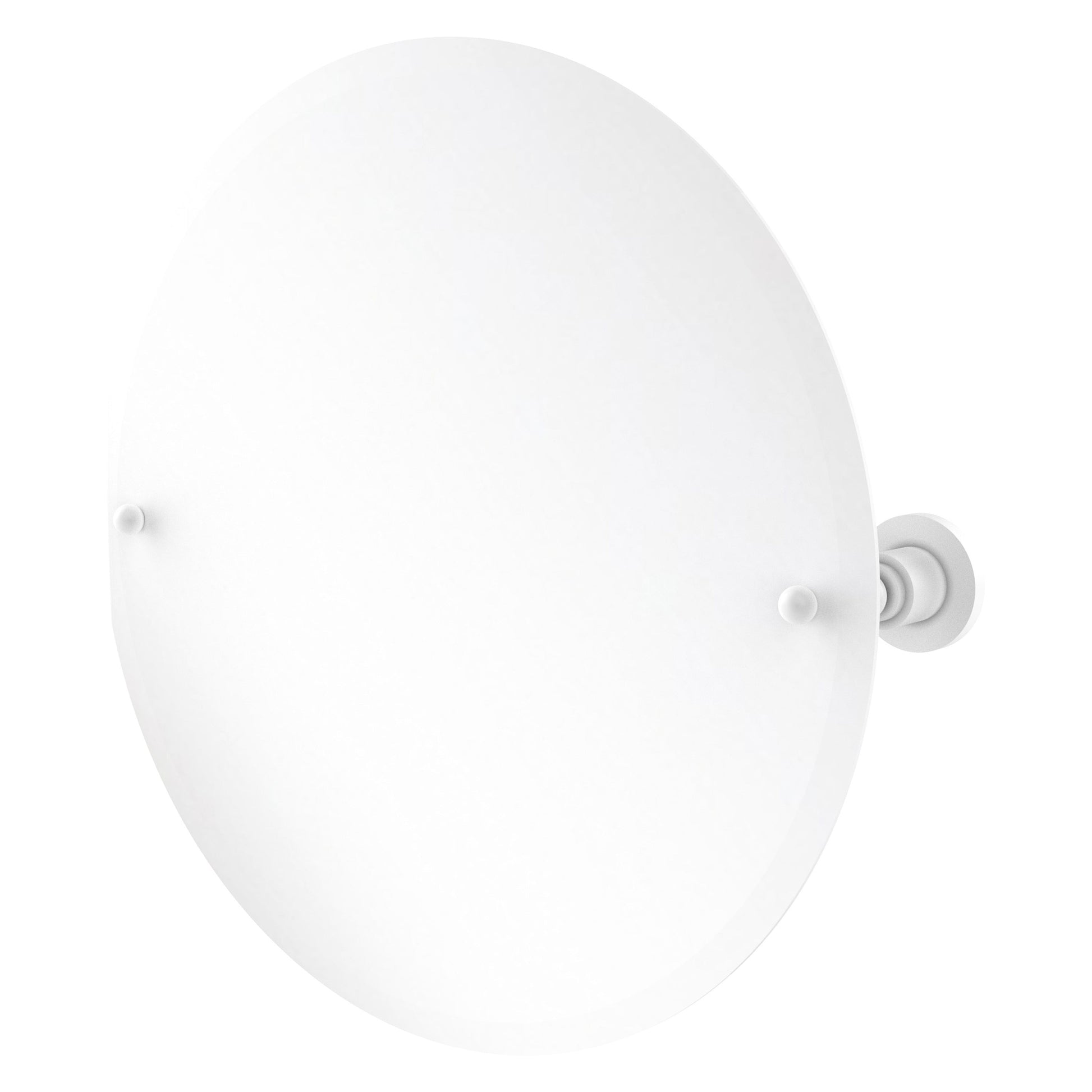 Allied Brass Astor Place 22" x 22" Matte White Solid Brass Frameless Round Tilt Mirror With Beveled Edge