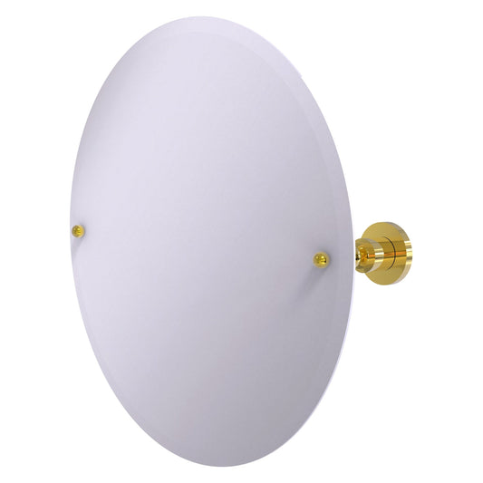 Allied Brass Astor Place 22" x 22" Polished Brass Solid Brass Frameless Round Tilt Mirror With Beveled Edge