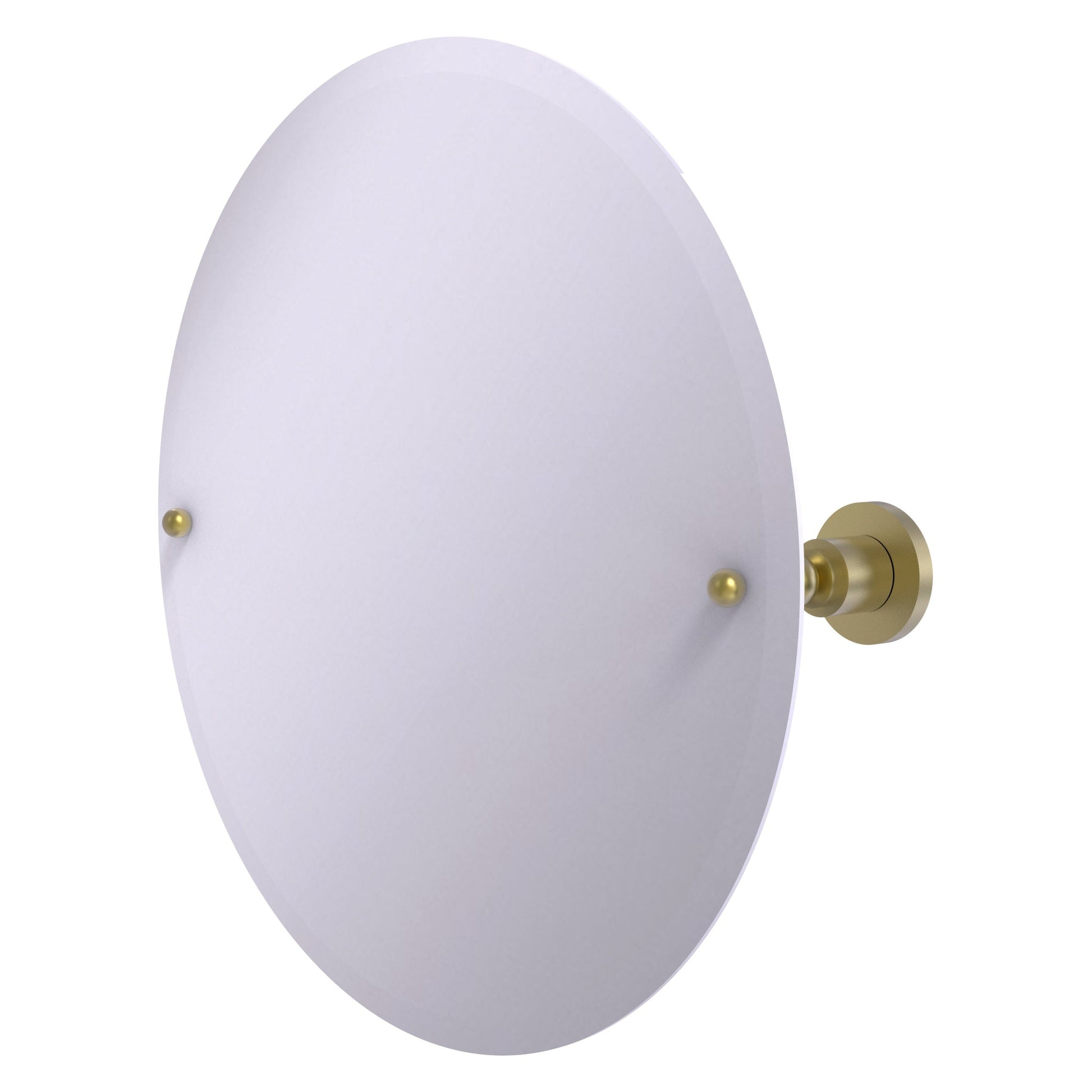 Allied Brass Astor Place 22" x 22" Satin Brass Solid Brass Frameless Round Tilt Mirror With Beveled Edge