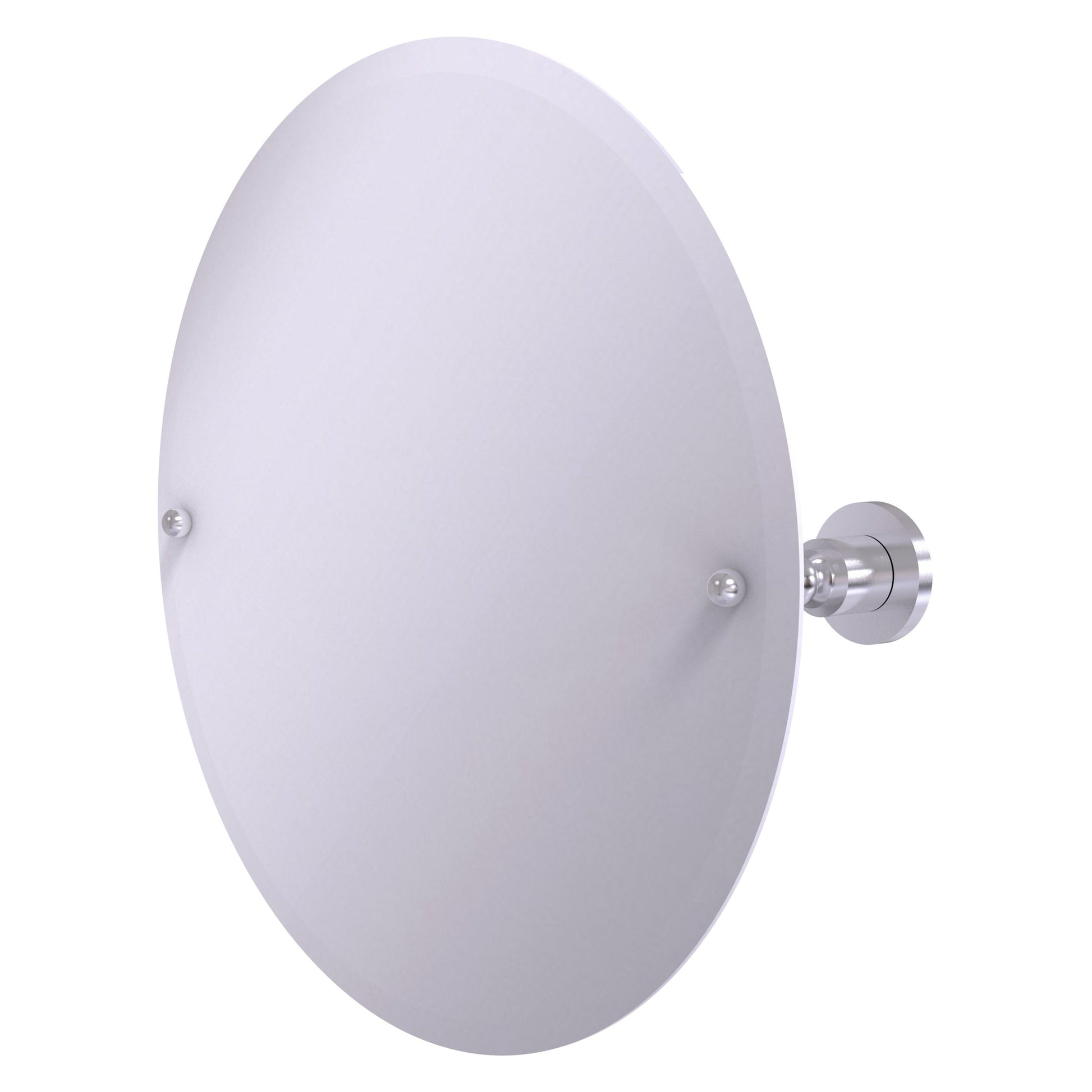 Allied Brass Astor Place 22" x 22" Satin Chrome Solid Brass Frameless Round Tilt Mirror With Beveled Edge