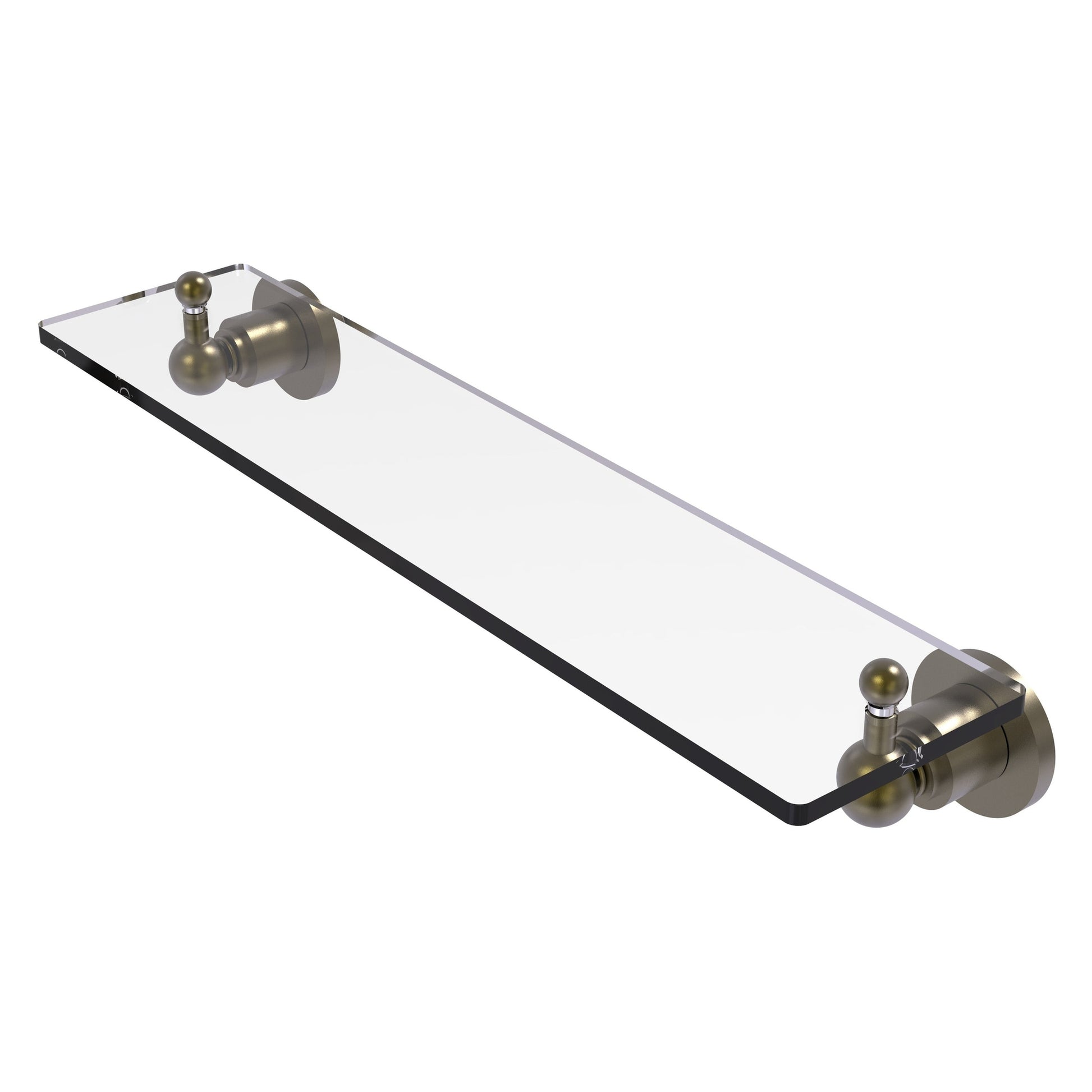 Allied Brass Astor Place 22" x 5" Antique Brass Solid Brass Glass Vanity Shelf With Beveled Edges