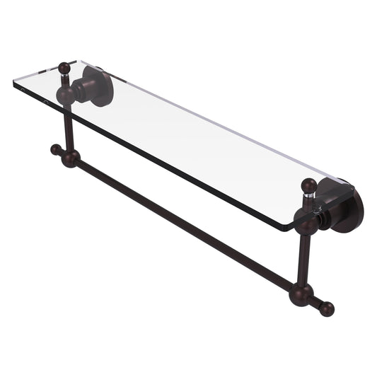 Allied Brass Astor Place 22" x 5" Antique Bronze Solid Brass Glass Vanity Shelf With Integrated Towel Bar