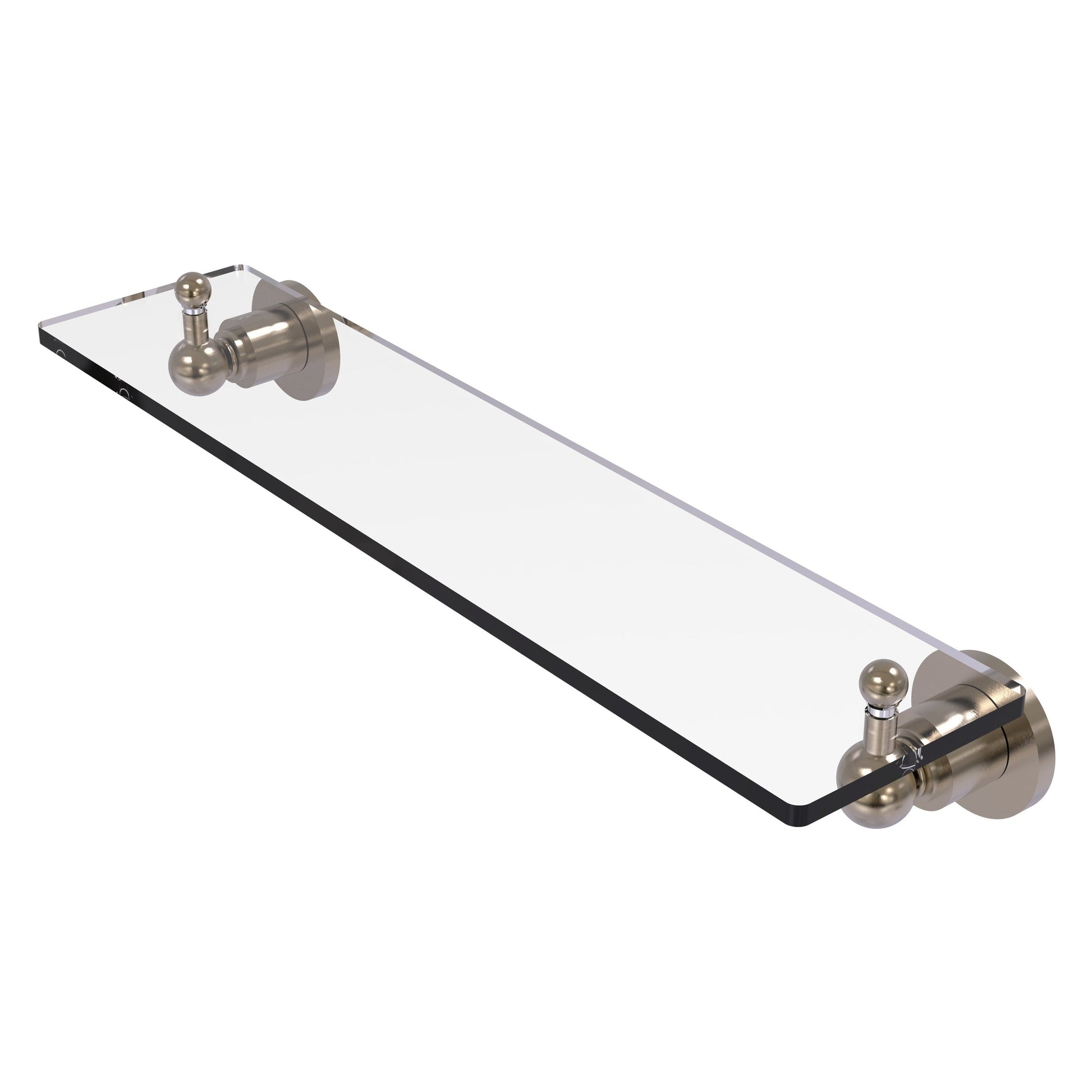 Allied Brass Astor Place 22" x 5" Antique Pewter Solid Brass Glass Vanity Shelf With Beveled Edges