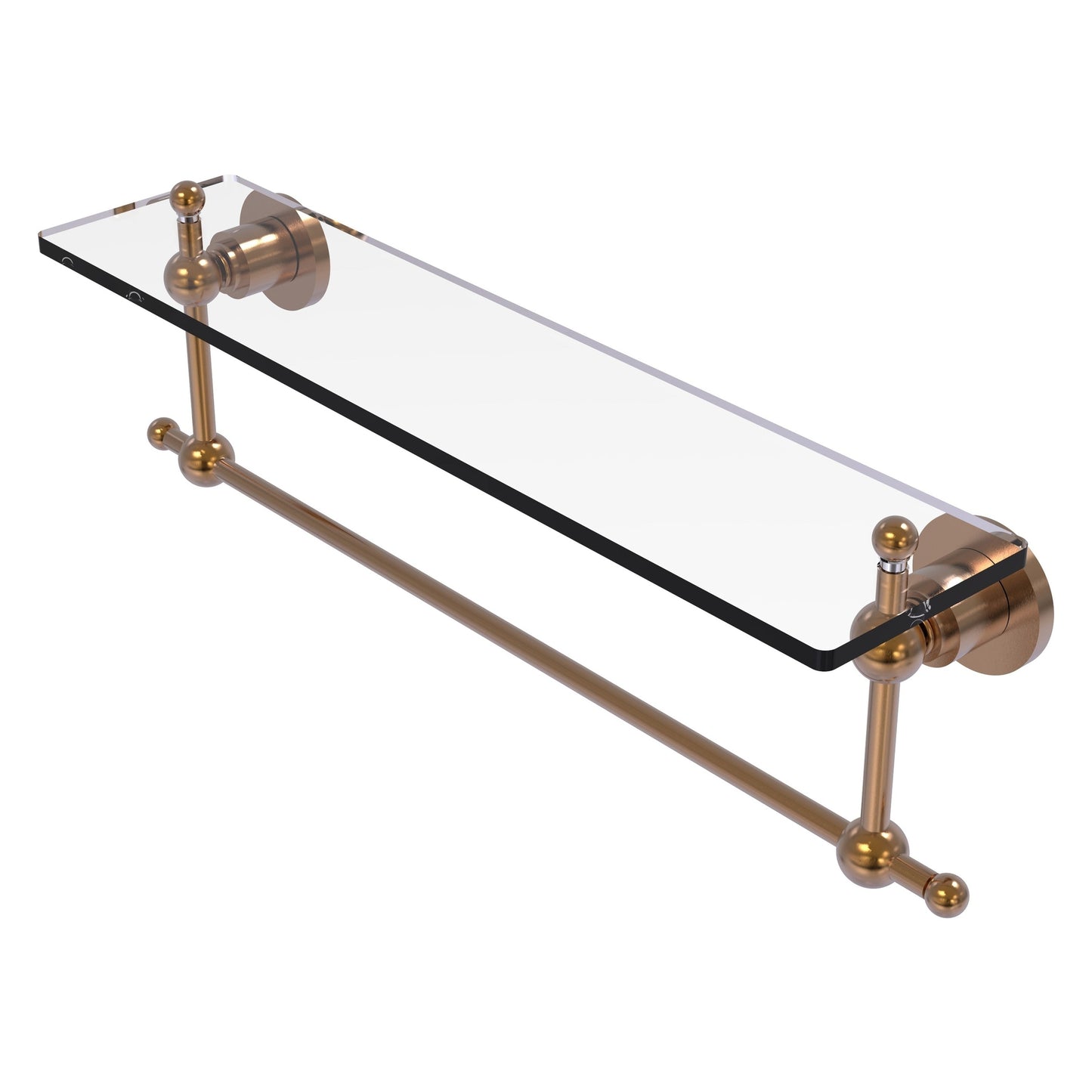 Allied Brass Astor Place 22" x 5" Brushed Bronze Solid Brass Glass Vanity Shelf With Integrated Towel Bar