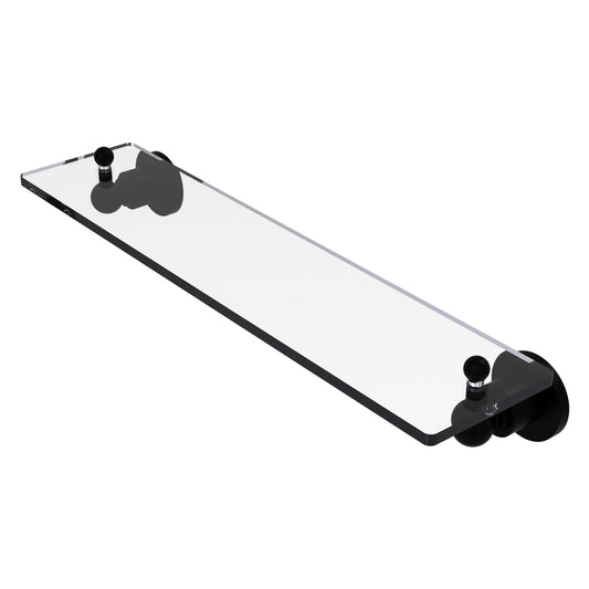 Allied Brass Astor Place 22" x 5" Matte Black Solid Brass Glass Vanity Shelf With Beveled Edges