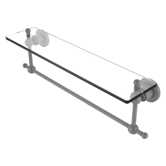 Allied Brass Astor Place 22" x 5" Matte Gray Solid Brass Glass Vanity Shelf With Integrated Towel Bar