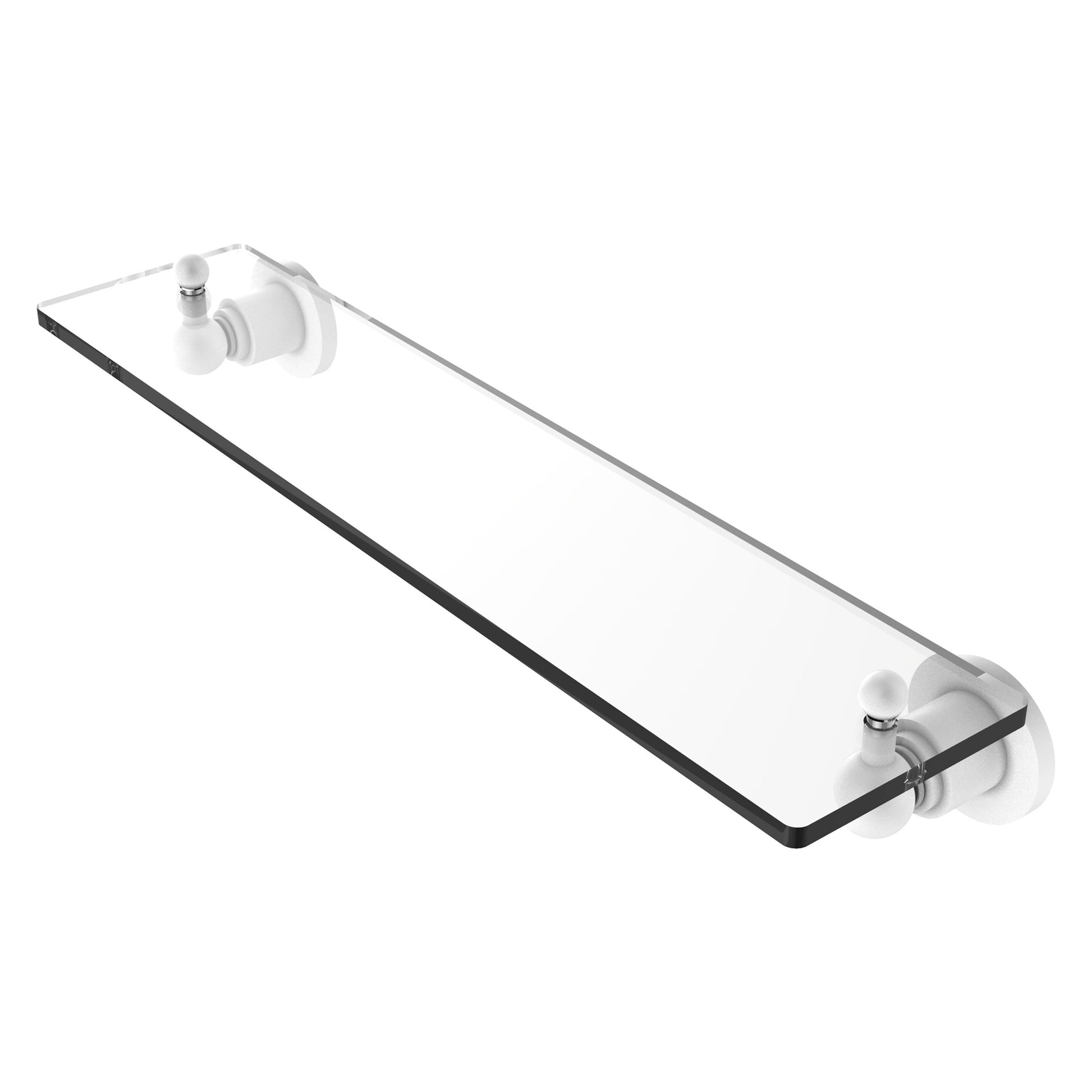 Allied Brass Astor Place 22" x 5" Matte White Solid Brass Glass Vanity Shelf With Beveled Edges