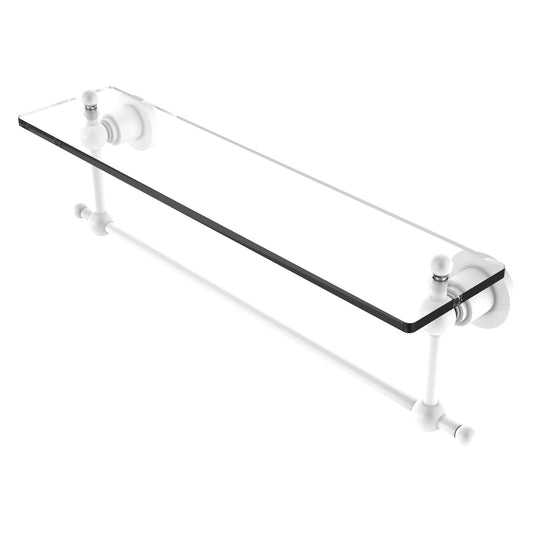 Allied Brass Astor Place 22" x 5" Matte White Solid Brass Glass Vanity Shelf With Integrated Towel Bar
