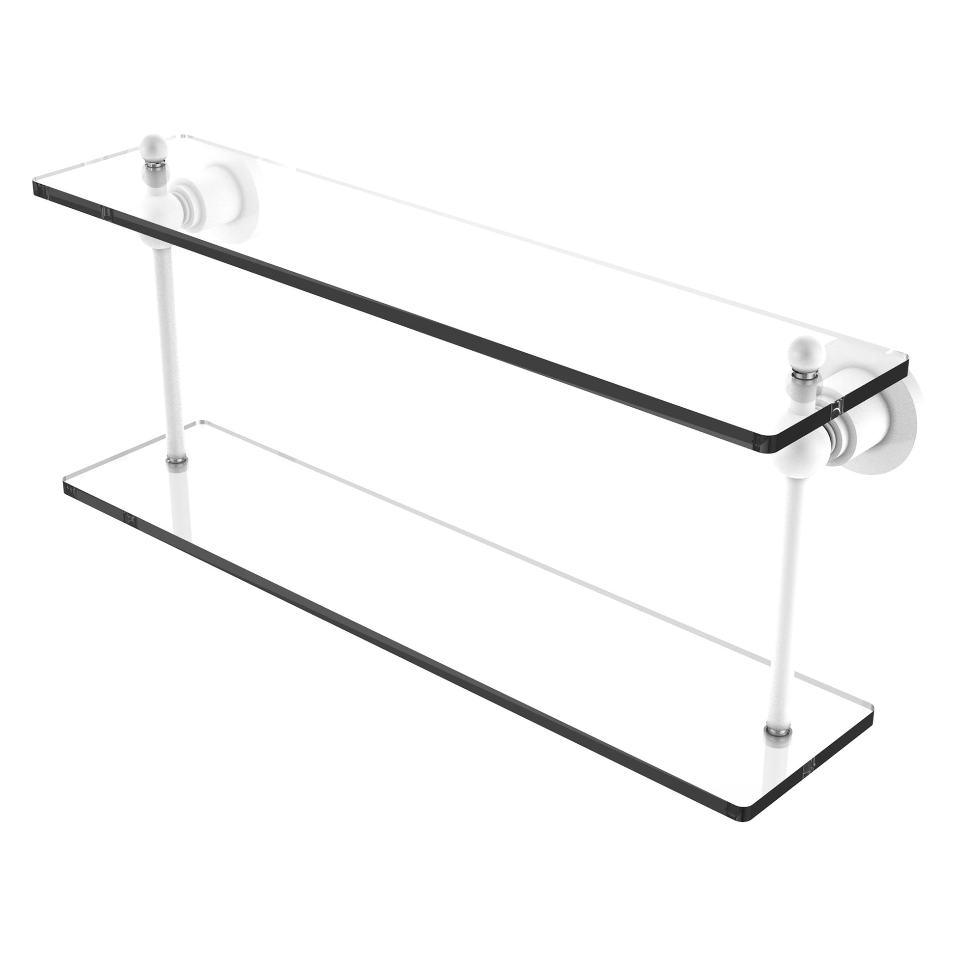 Allied Brass Astor Place 22" x 5" Matte White Solid Brass Two-Tiered Glass Shelf