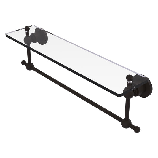 Allied Brass Astor Place 22" x 5" Oil Rubbed Bronze Solid Brass Glass Vanity Shelf With Integrated Towel Bar