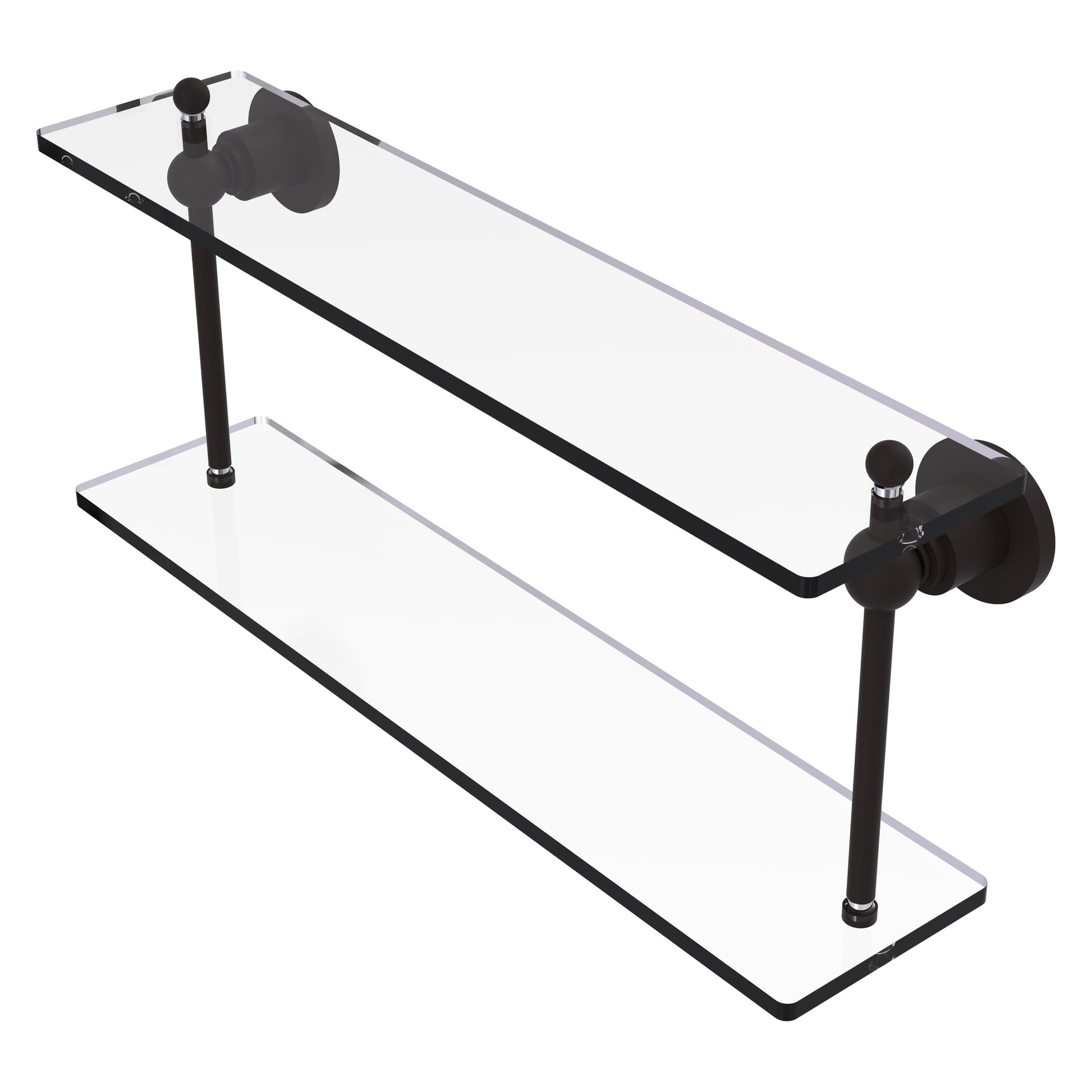 Allied Brass Astor Place 22" x 5" Oil Rubbed Bronze Solid Brass Two-Tiered Glass Shelf