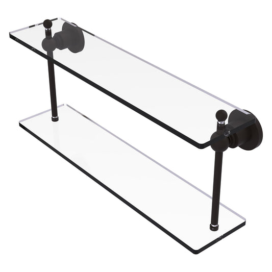 Allied Brass Astor Place 22" x 5" Oil Rubbed Bronze Solid Brass Two-Tiered Glass Shelf