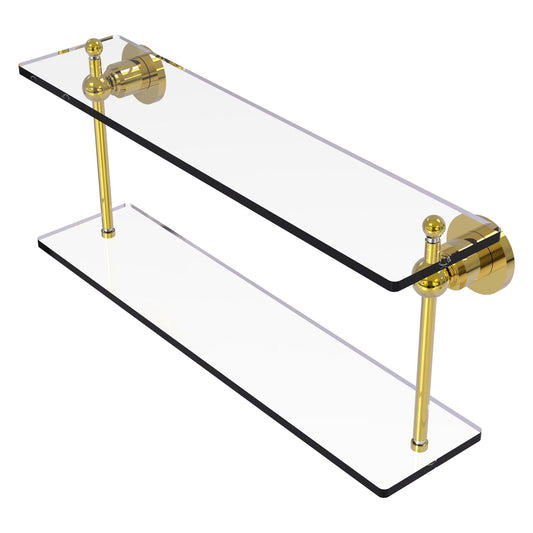 Allied Brass Astor Place 22" x 5" Polished Brass Solid Brass Two-Tiered Glass Shelf