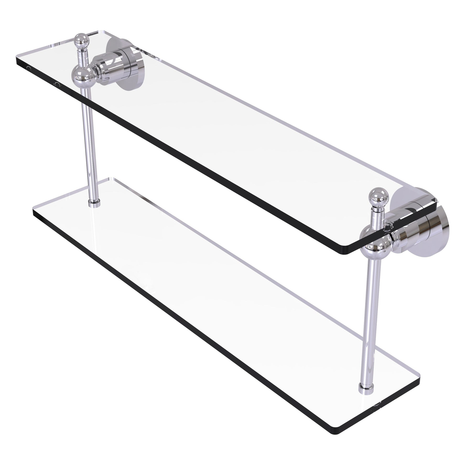 Allied Brass Astor Place 22" x 5" Polished Chrome Solid Brass Two-Tiered Glass Shelf