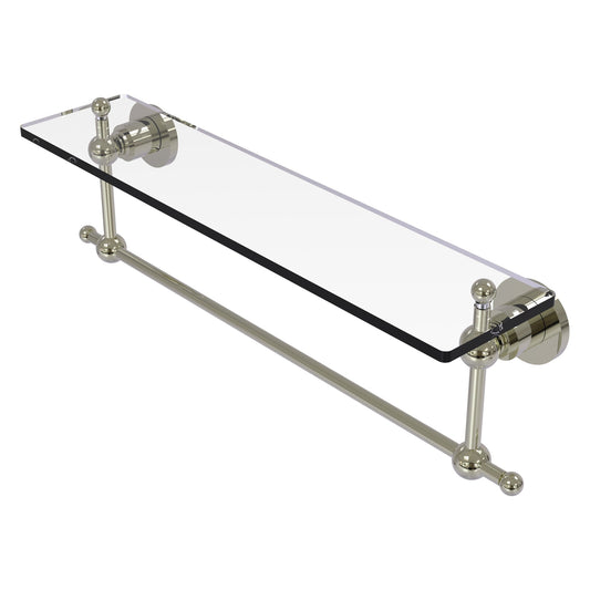 Allied Brass Astor Place 22" x 5" Polished Nickel Solid Brass Glass Vanity Shelf With Integrated Towel Bar