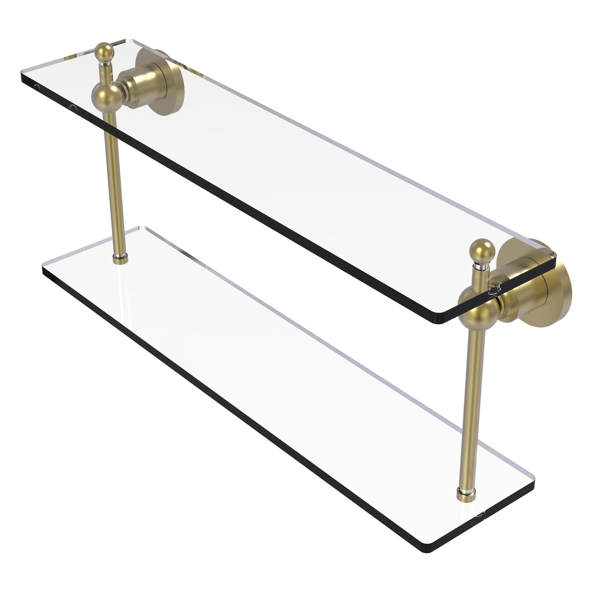 Allied Brass Astor Place 22" x 5" Satin Brass Solid Brass Two-Tiered Glass Shelf