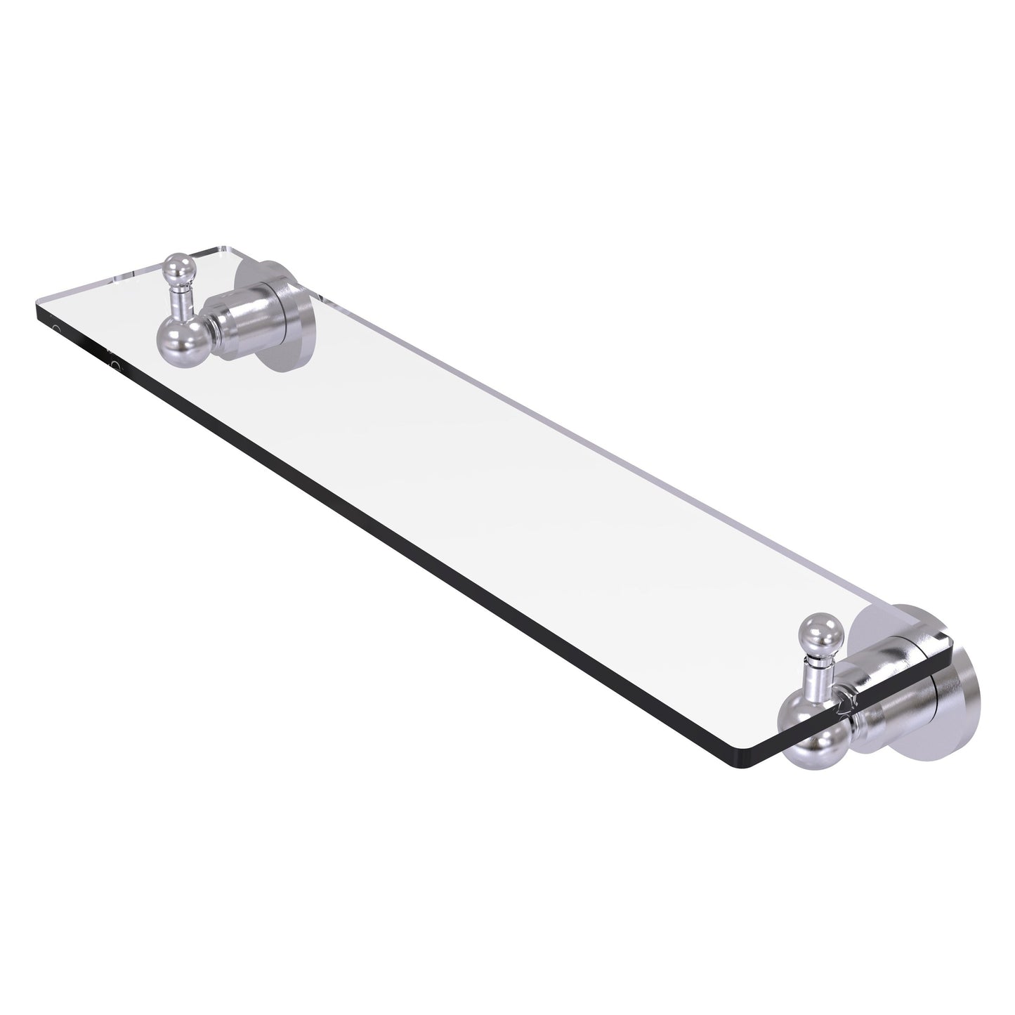 Allied Brass Astor Place 22" x 5" Satin Chrome Solid Brass Glass Vanity Shelf With Beveled Edges