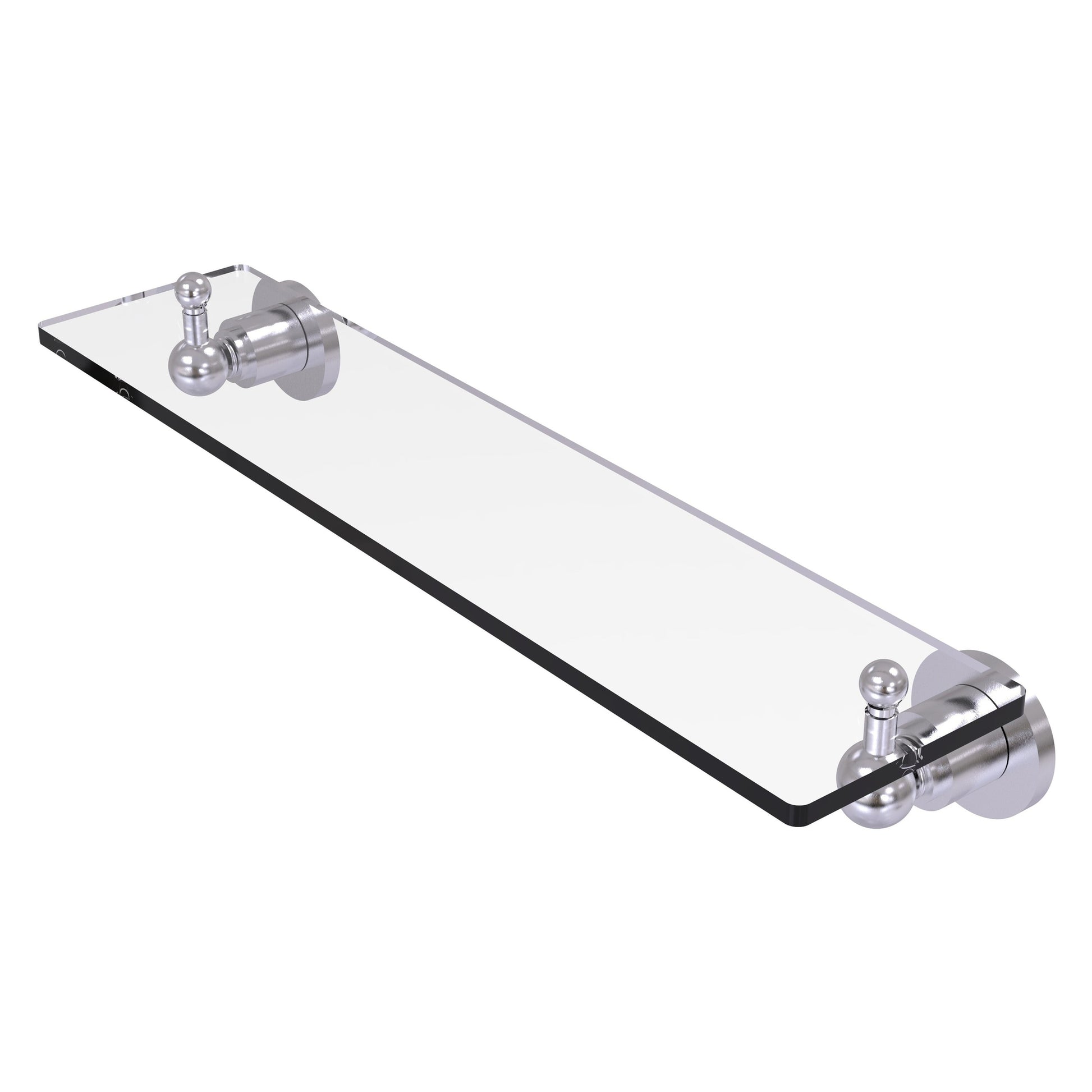 Allied Brass Astor Place 22" x 5" Satin Chrome Solid Brass Glass Vanity Shelf With Beveled Edges
