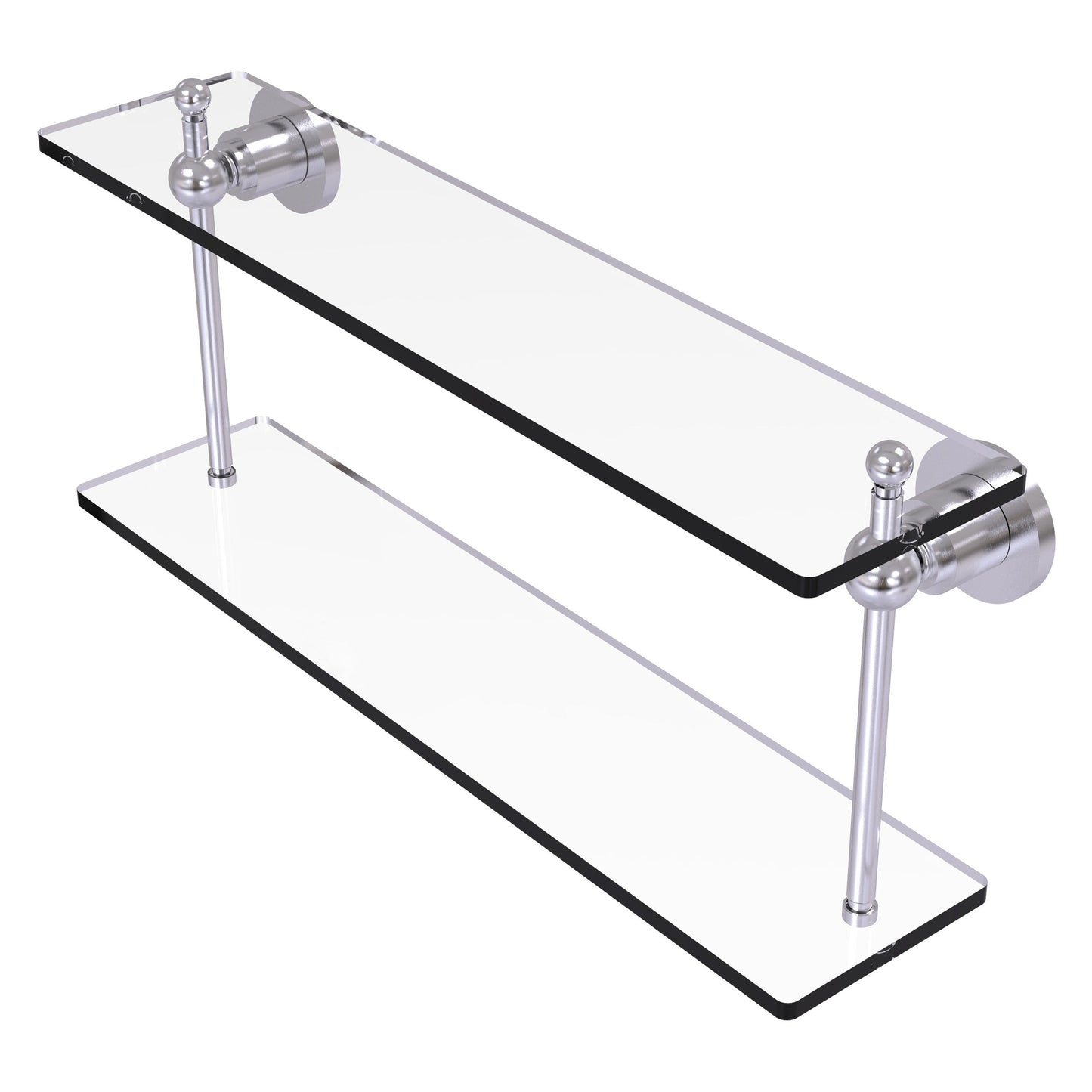 Allied Brass Astor Place 22" x 5" Satin Chrome Solid Brass Two-Tiered Glass Shelf