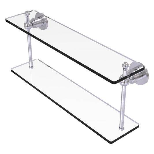 Allied Brass Astor Place 22" x 5" Satin Chrome Solid Brass Two-Tiered Glass Shelf