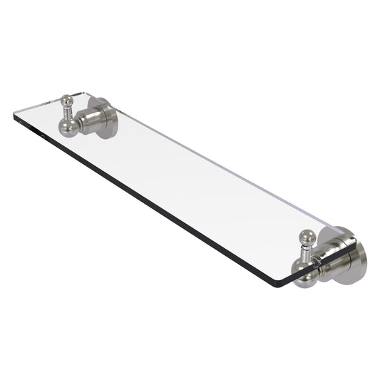 Allied Brass Astor Place 22" x 5" Satin Nickel Solid Brass Glass Vanity Shelf With Beveled Edges