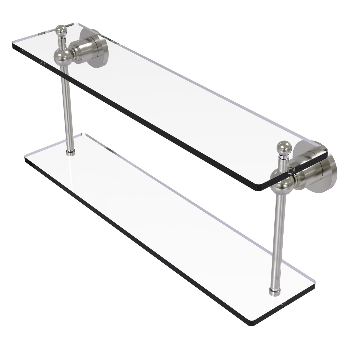 Allied Brass Astor Place 22" x 5" Satin Nickel Solid Brass Two-Tiered Glass Shelf