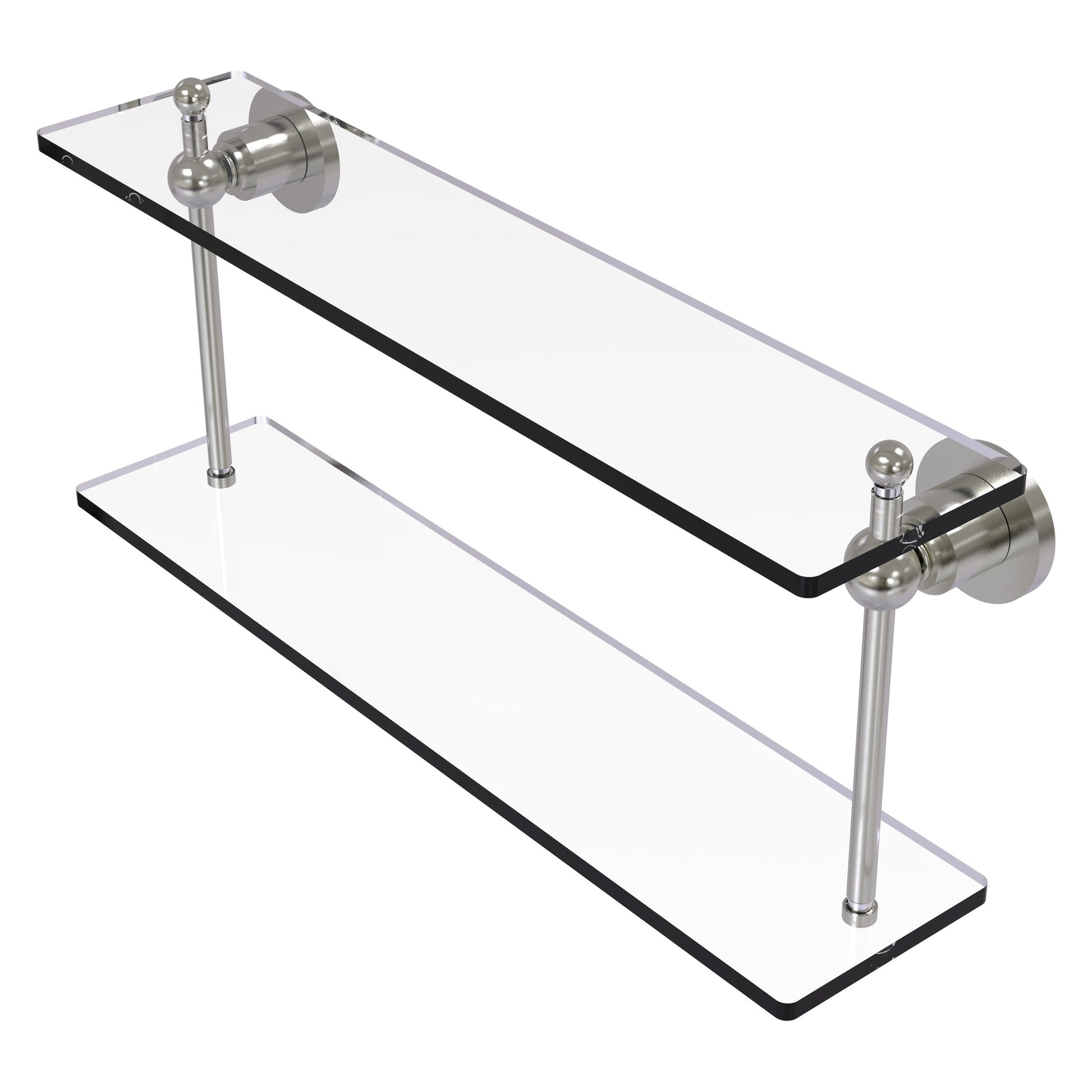 Allied Brass Astor Place 22" x 5" Satin Nickel Solid Brass Two-Tiered Glass Shelf