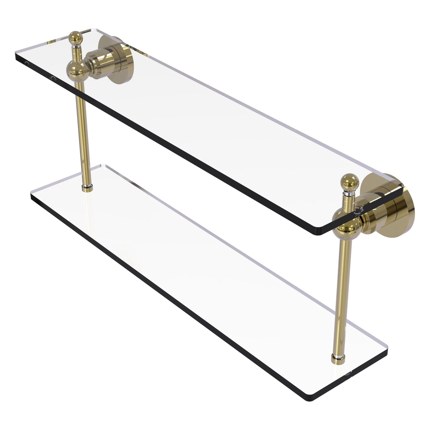Allied Brass Astor Place 22" x 5" Unlacquered Brass Solid Brass Two-Tiered Glass Shelf