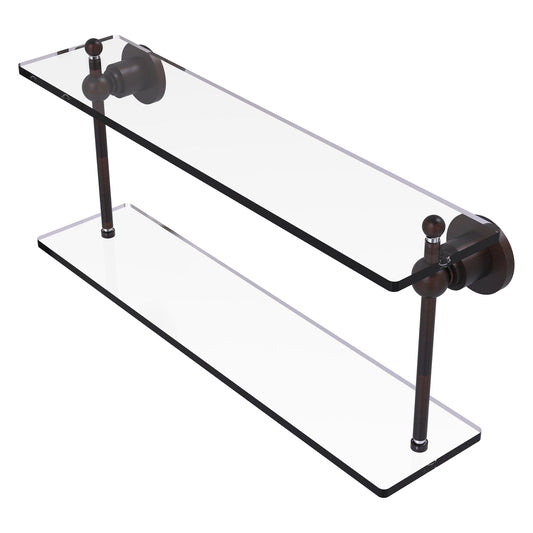 Allied Brass Astor Place 22" x 5" Venetian Bronze Solid Brass Two-Tiered Glass Shelf