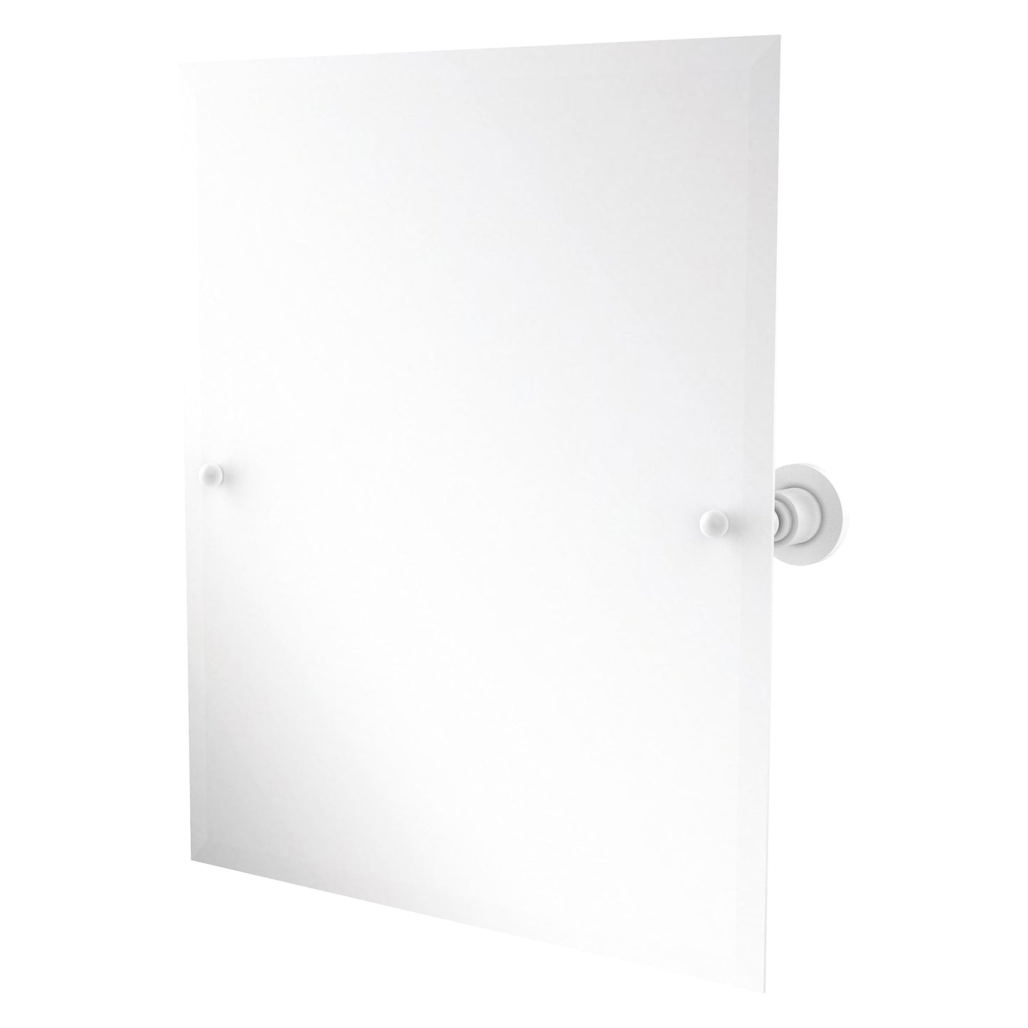 Allied Brass Astor Place 26" x 21" Matte White Solid Brass Frameless Rectangular Tilt Mirror With Beveled Edge