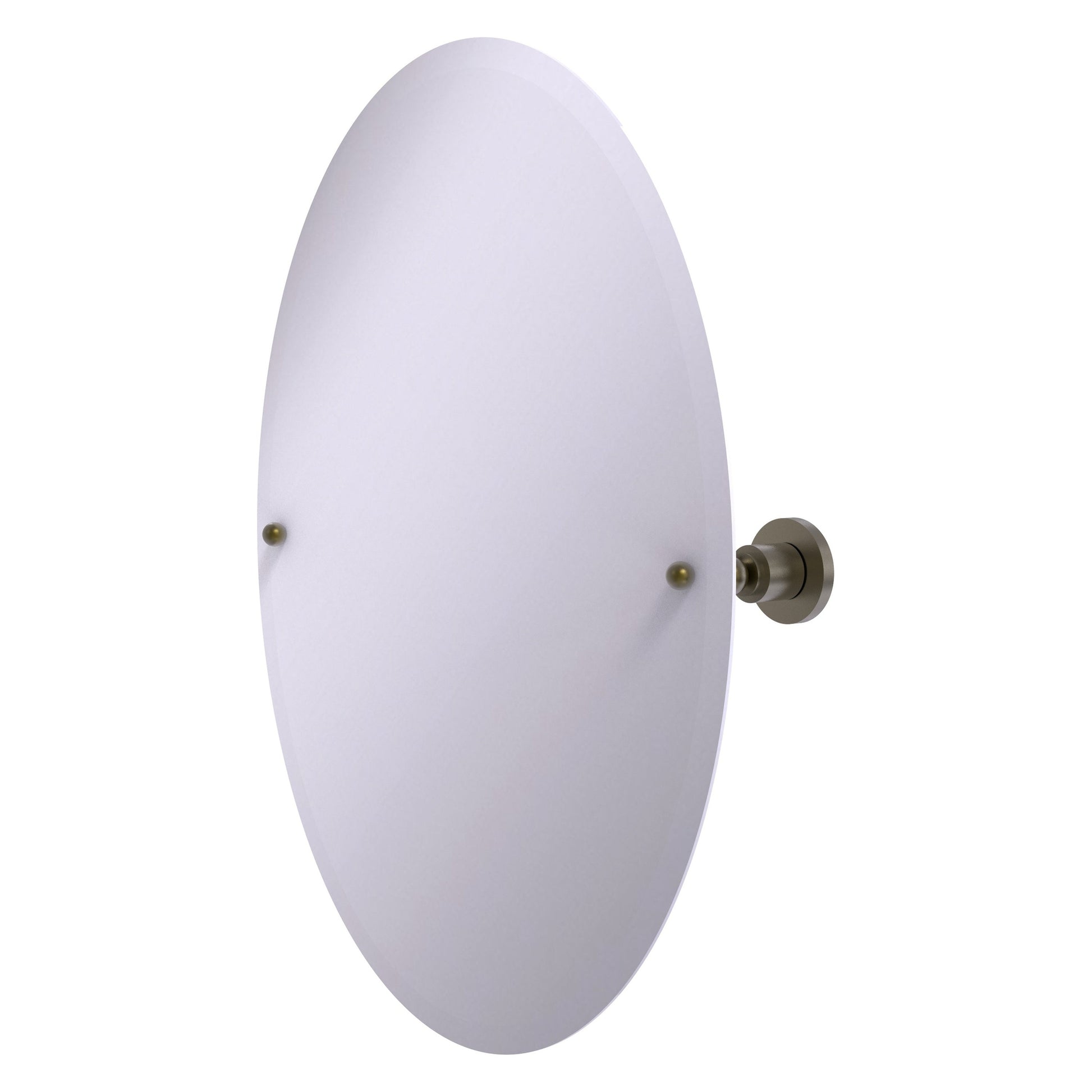 Allied Brass Astor Place 29" x 21" Antique Brass Solid Brass Frameless Oval Tilt Mirror With Beveled Edge