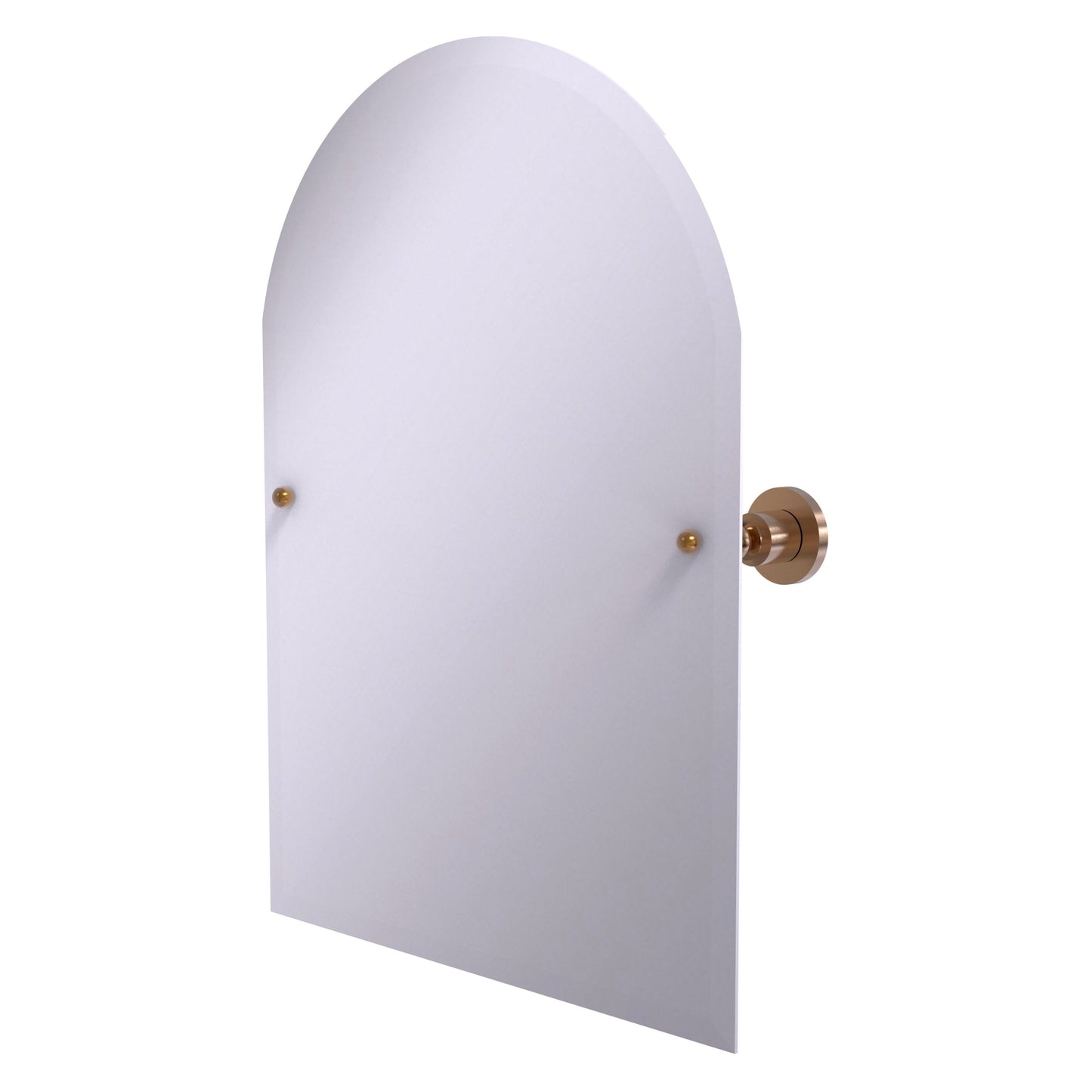 Allied Brass Astor Place 29" x 21" Brushed Bronze Solid Brass Frameless Arched Top Tilt Mirror With Beveled Edge