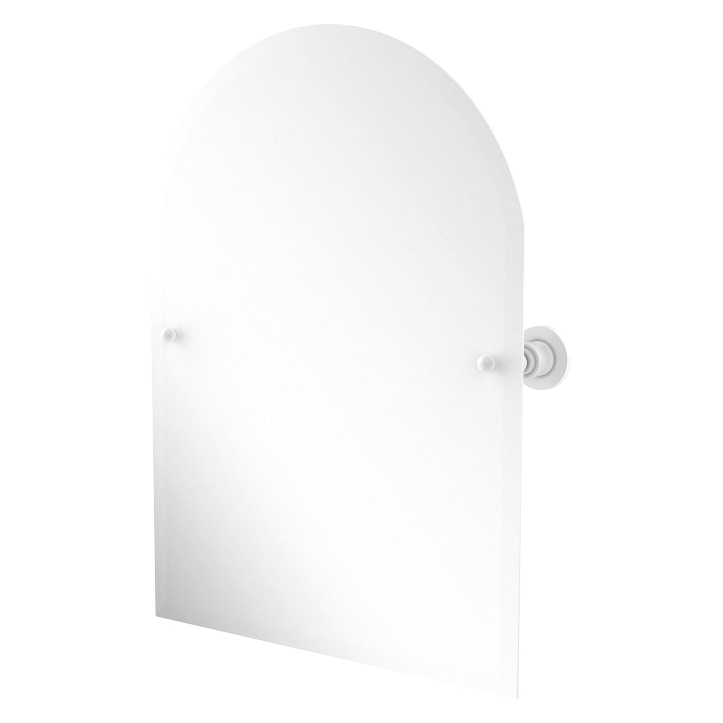Allied Brass Astor Place 29" x 21" Matte White Solid Brass Frameless Arched Top Tilt Mirror With Beveled Edge