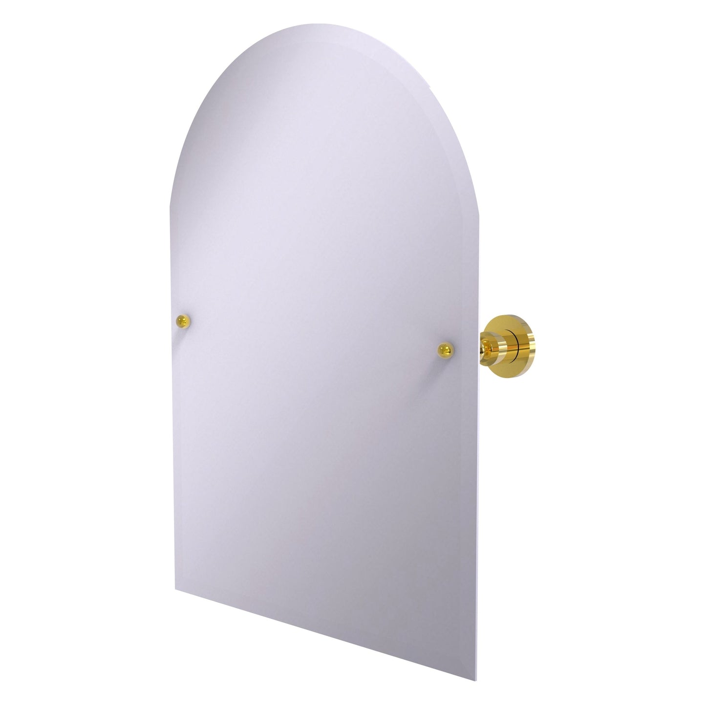 Allied Brass Astor Place 29" x 21" Polished Brass Solid Brass Frameless Arched Top Tilt Mirror With Beveled Edge
