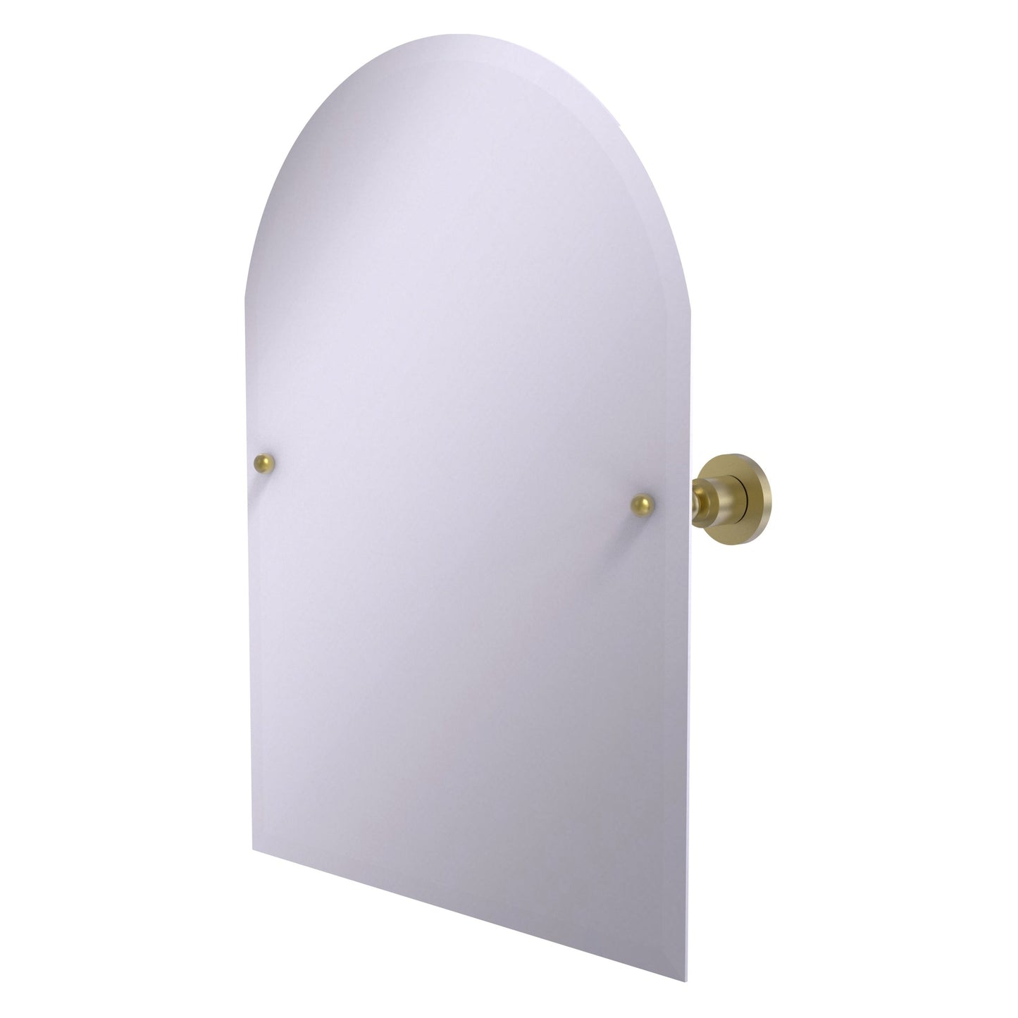 Allied Brass Astor Place 29" x 21" Satin Brass Solid Brass Frameless Arched Top Tilt Mirror With Beveled Edge