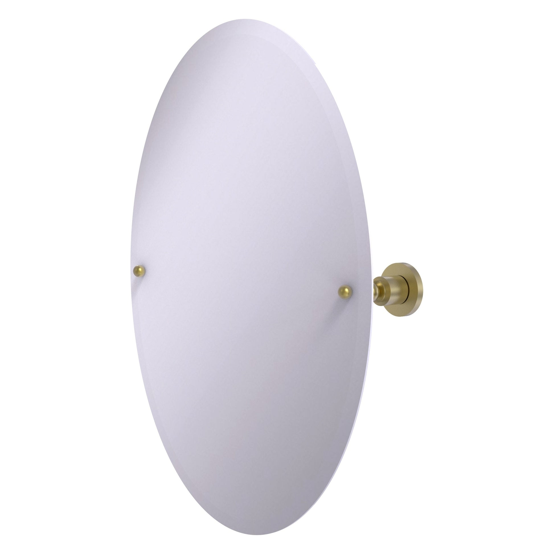 Allied Brass Astor Place 29" x 21" Satin Brass Solid Brass Frameless Oval Tilt Mirror With Beveled Edge