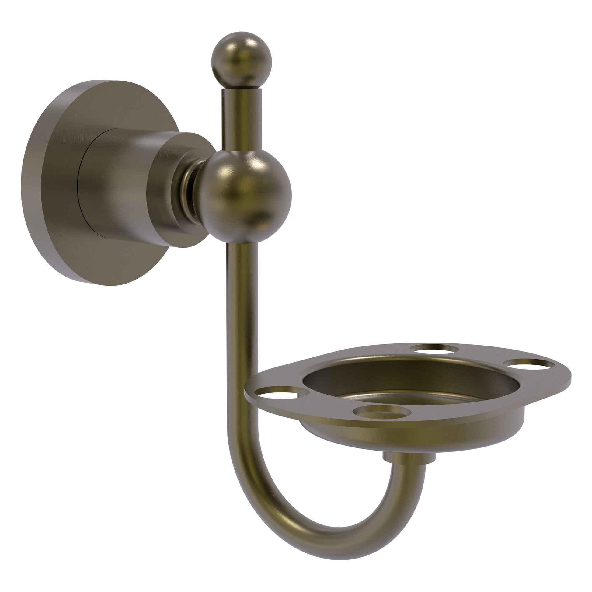 Allied Brass Astor Place 4.3" x 3.5" Antique Brass Solid Brass Wall-Mounted Tumbler Toothbrush Holder