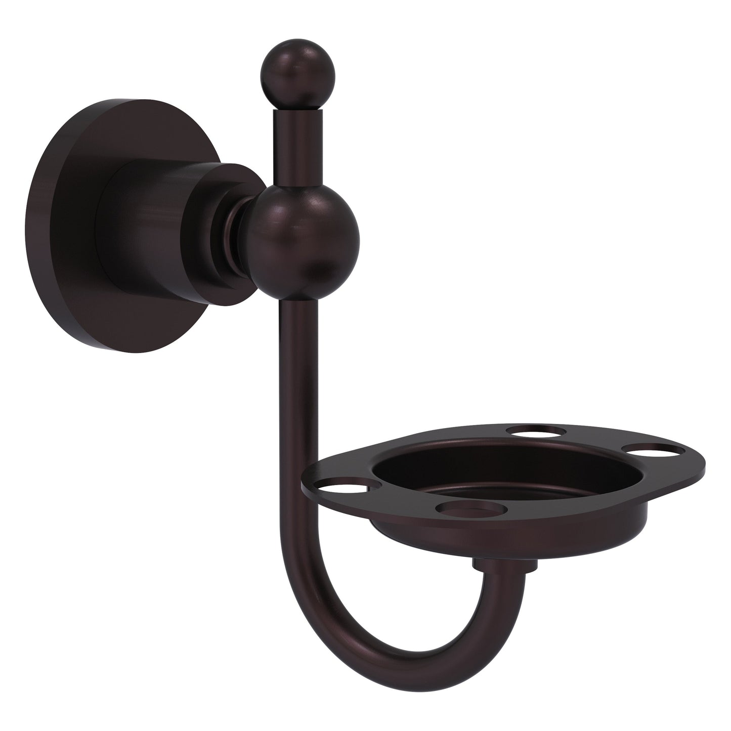 Allied Brass Astor Place 4.3" x 3.5" Antique Bronze Solid Brass Wall-Mounted Tumbler Toothbrush Holder