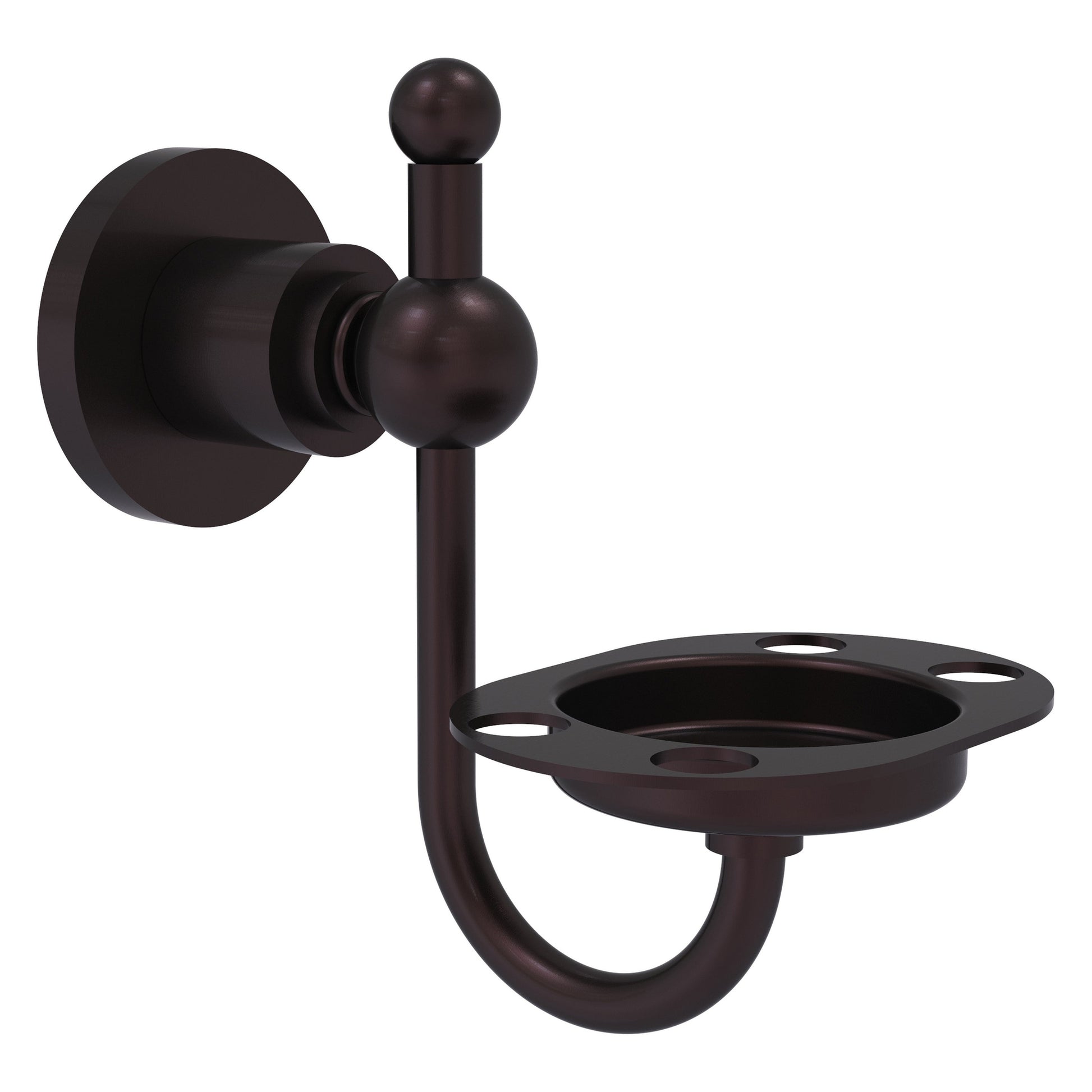 Allied Brass Astor Place 4.3" x 3.5" Antique Bronze Solid Brass Wall-Mounted Tumbler Toothbrush Holder
